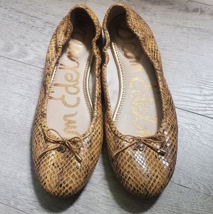 Sam Edelman Felicia Ballet Flat leather snakeskin pattern Sz 10.5 Sz 10